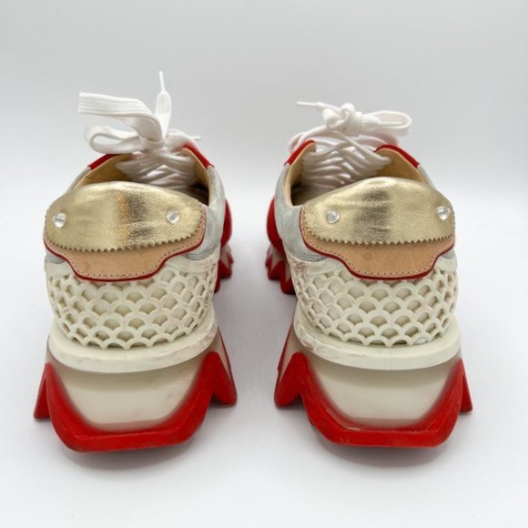 Men's Christian Louboutin Gray and Red Loubishark Sneakers 41.5 / US 8.5 - Picture 7 of 11